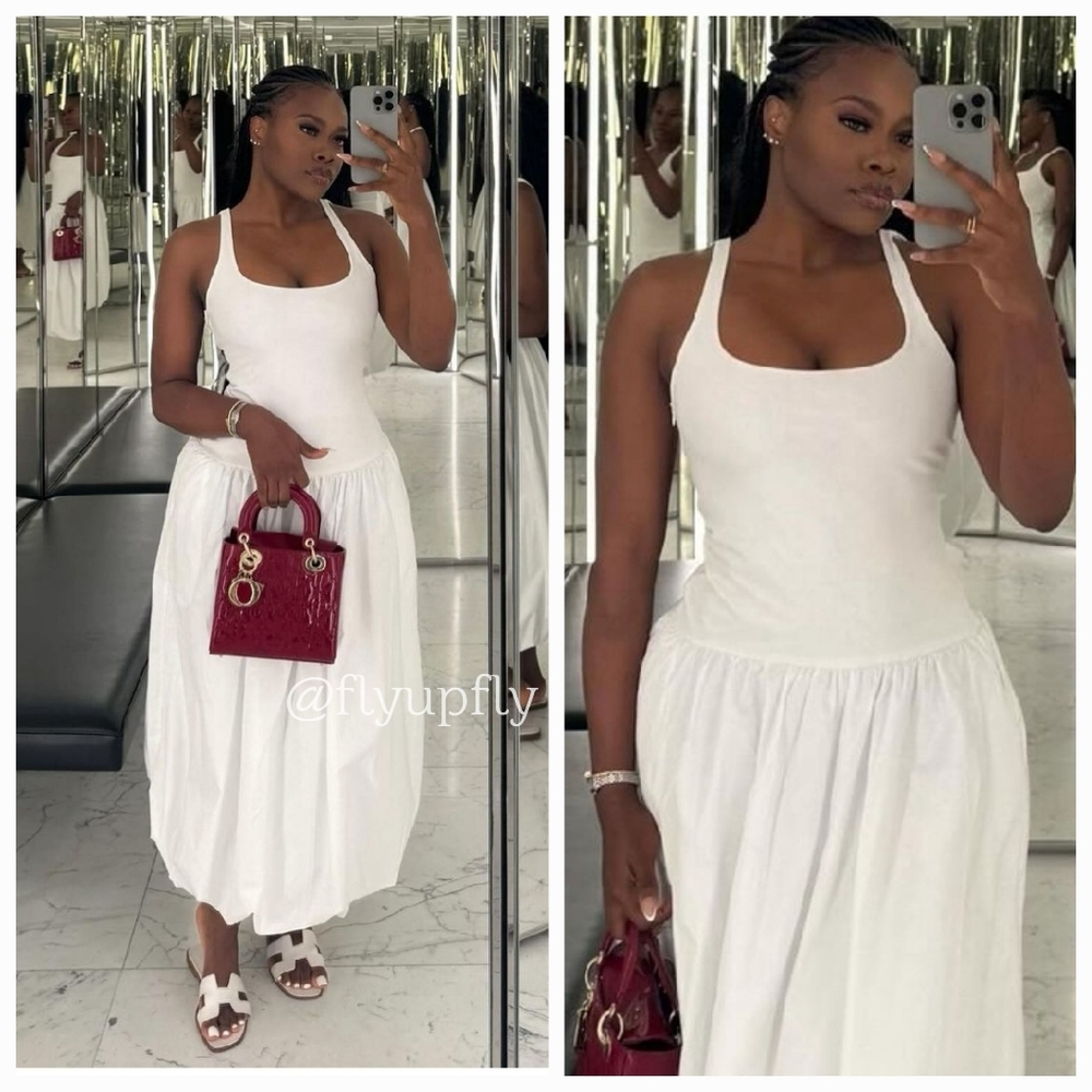 Zara Voluminous Balloon Midi Dress White Size S - Picture 10 of 15